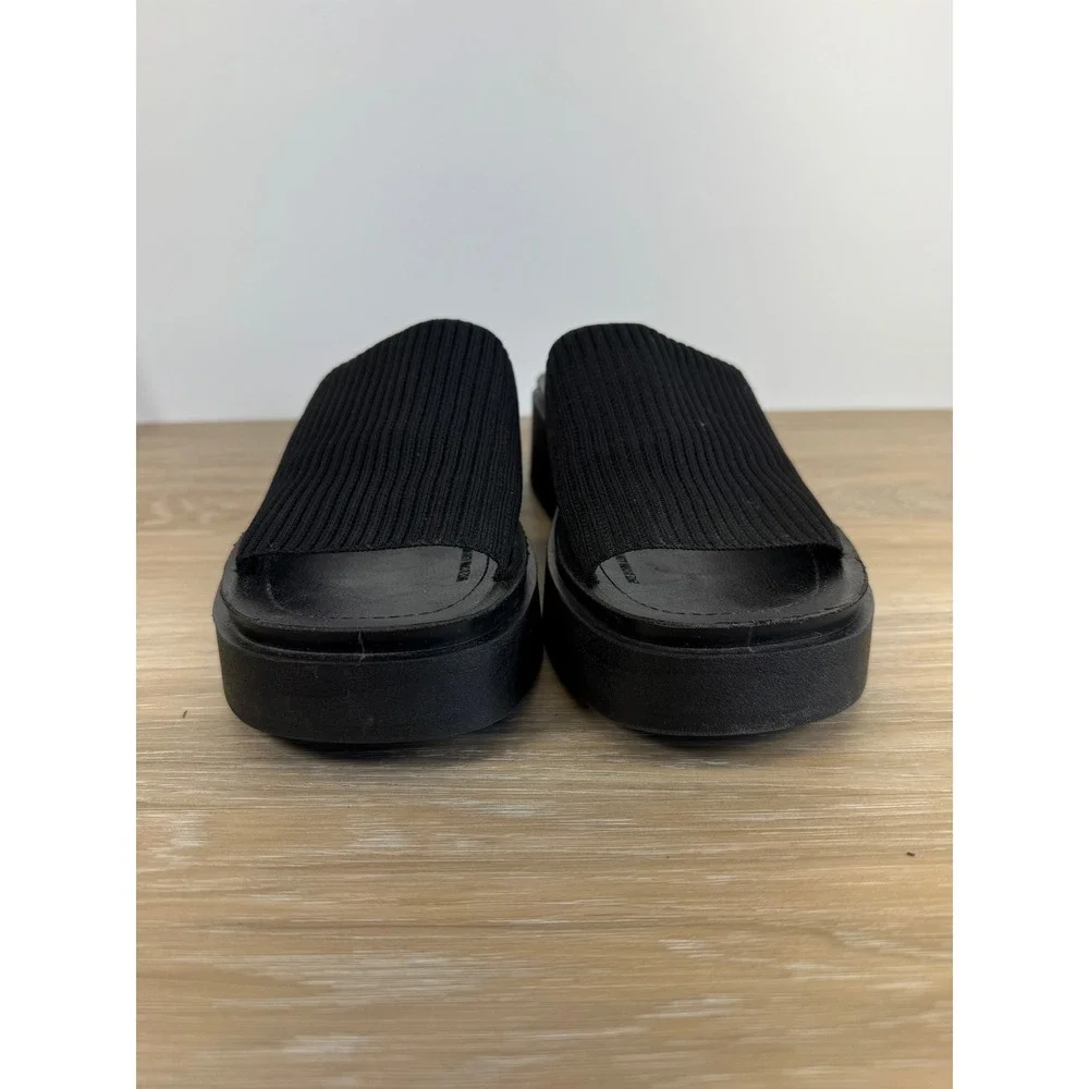 Steve Madden Platform Sandals Knit Slip On Black Vintage Y2K Retro Chunky 6.5